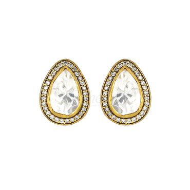 Pear Drop Moissanite with Single line CZ Studs image 1