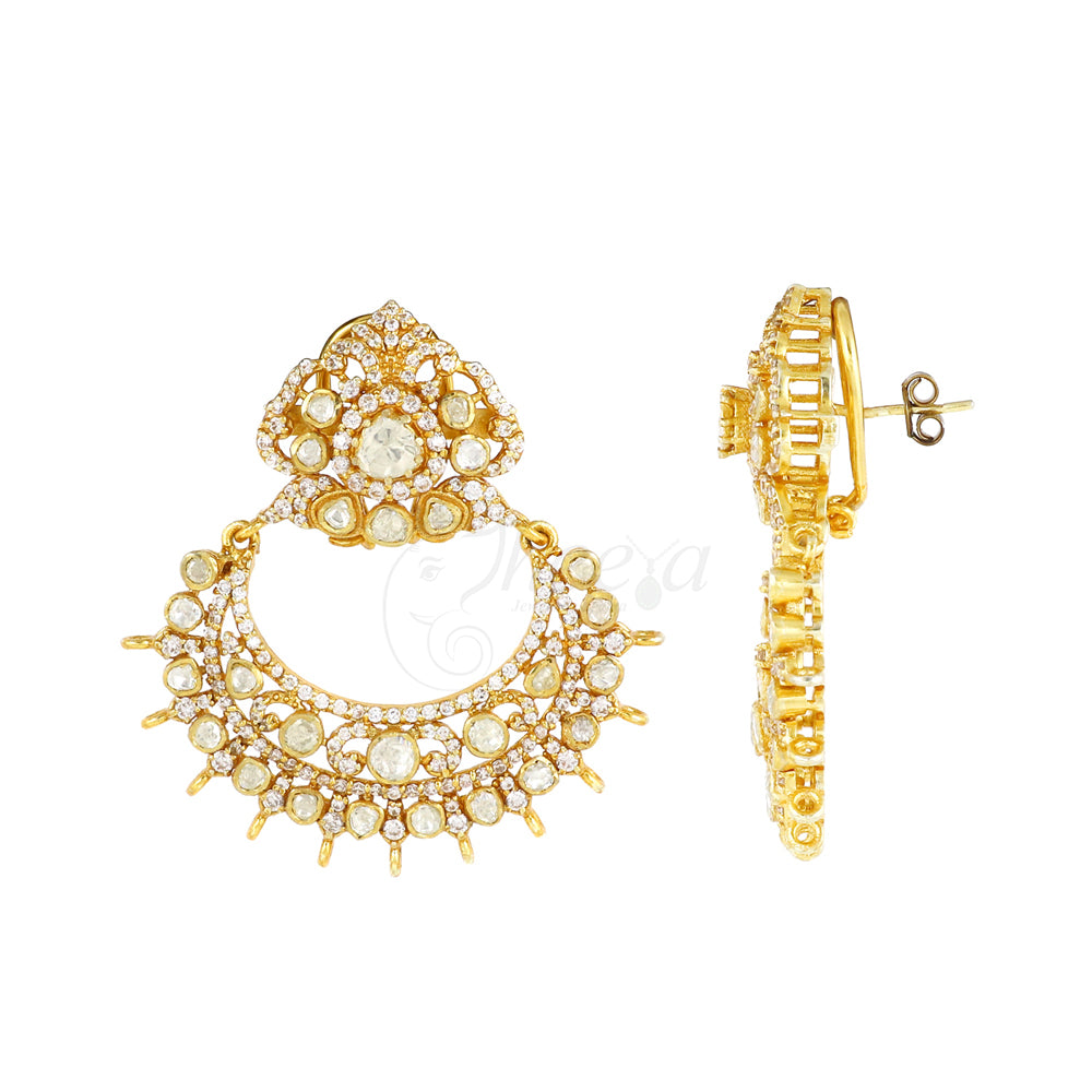 Chandbaali Moissanite with Pearl Work Earring image 2