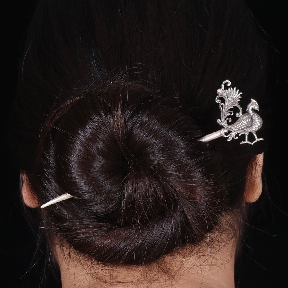 Big Peacock with Pearl Hair Pin image 1