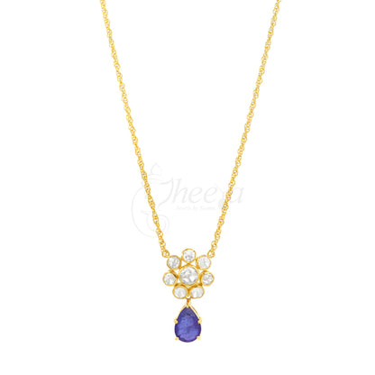 Moissanite Flower with Blue Drop image 0