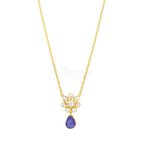 Moissanite Flower with Blue Drop image 0