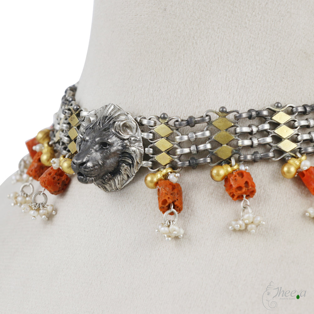 Coral and Lion Choker image 1