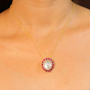 Big White Moissanite with Red Kundan Set image 1