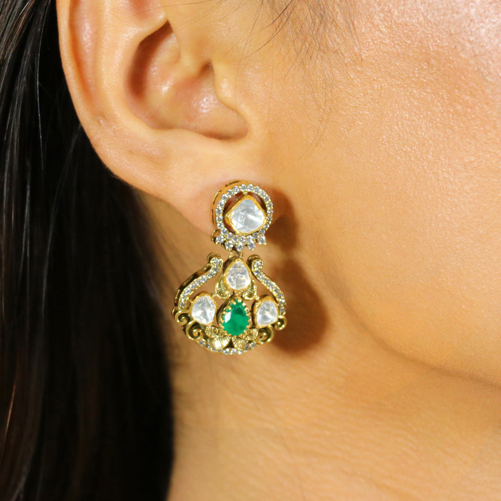 Moissanite with CZ and Green Stone Mango Necklace Set image 2