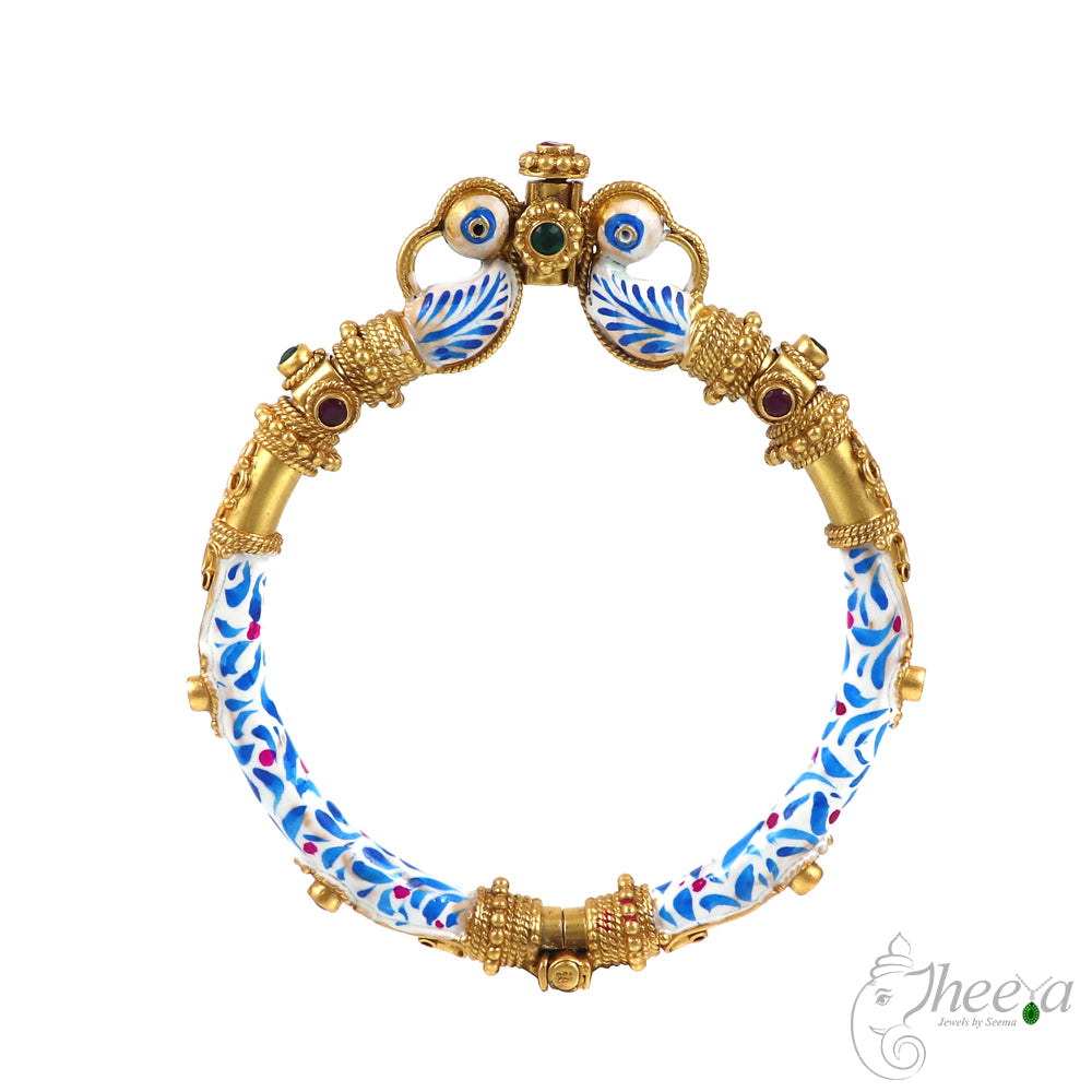 White and Blue Meenakari Bangle image 3