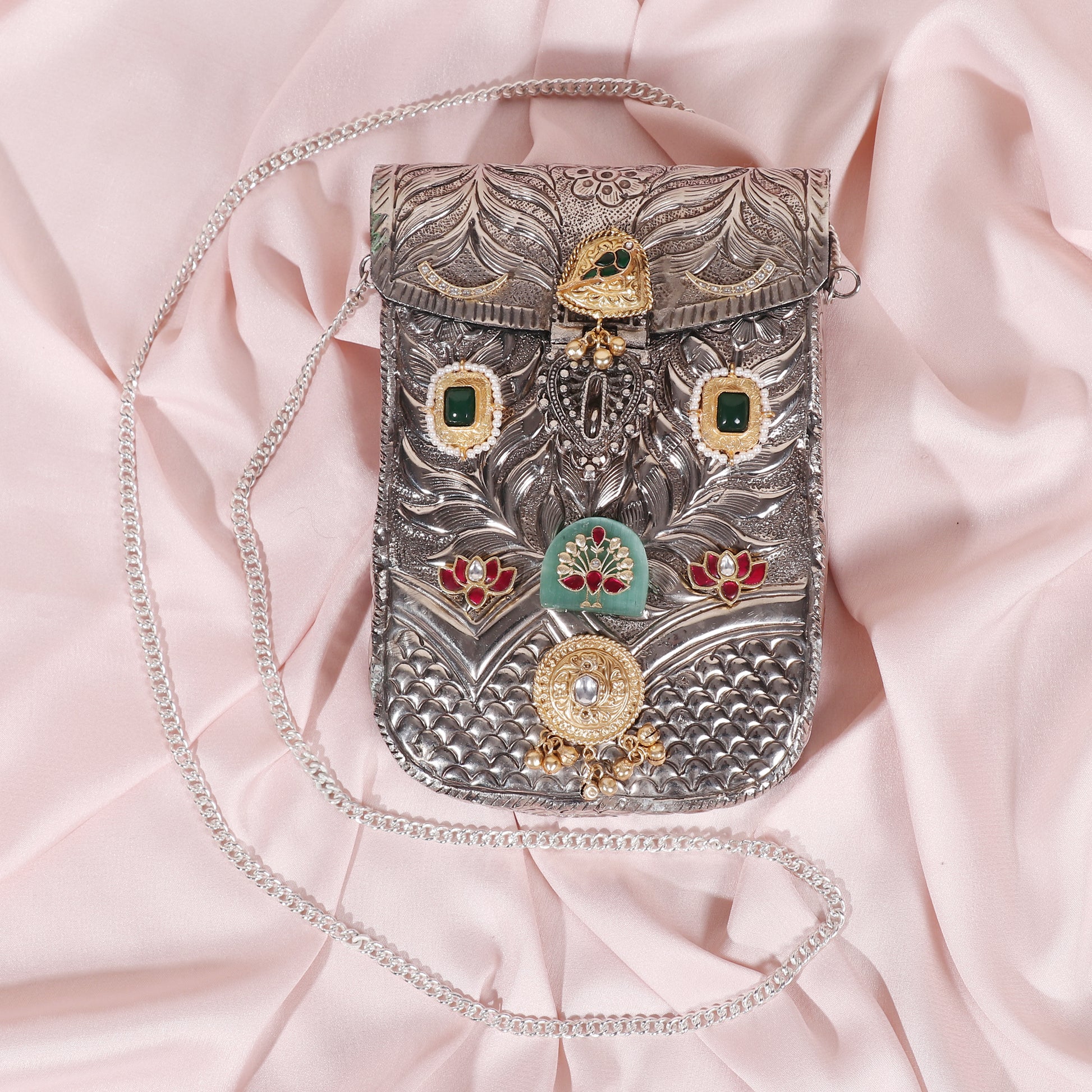 Cell Phone Clutch with Green Motifs image 0