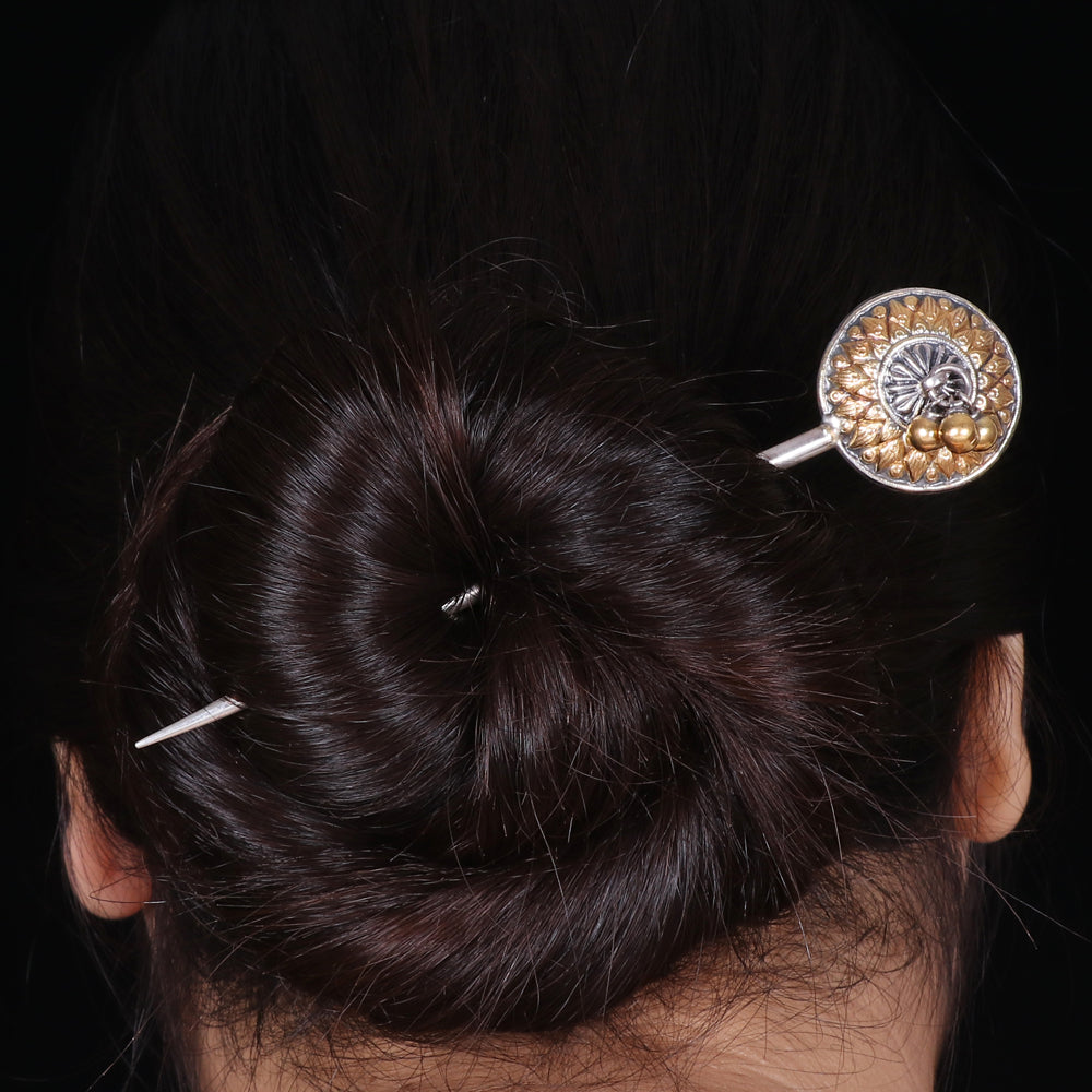 Dual Tone Big Round Hair Pin image 1