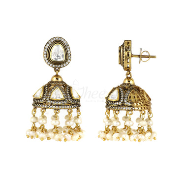 Moissanite Jhumka with Pearls image 1