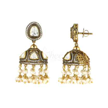 Moissanite Jhumka with Pearls image 1