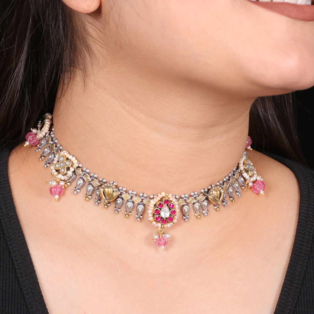 Pink Pumpkin Beads Fusion Necklace image 0