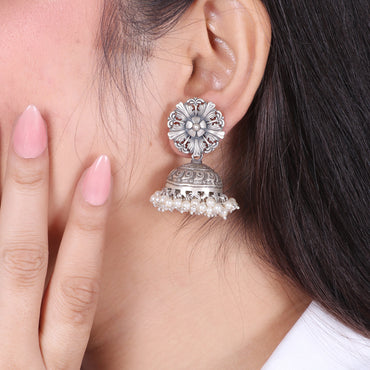 Jhumka with Hanging Pearls Earrings image 1