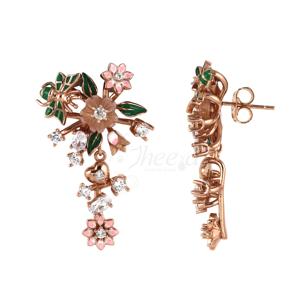 Pink MOP and Enamel Flowers and Butterfly image 3