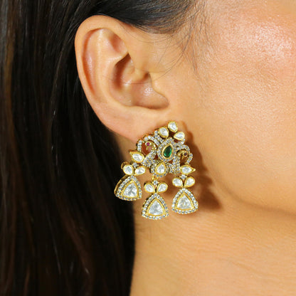 Mossanite with CZ maharani earrings