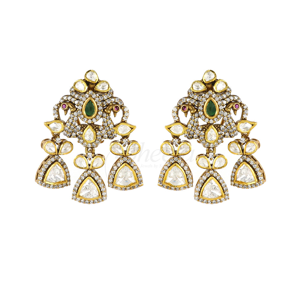 Mossanite with CZ maharani earrings