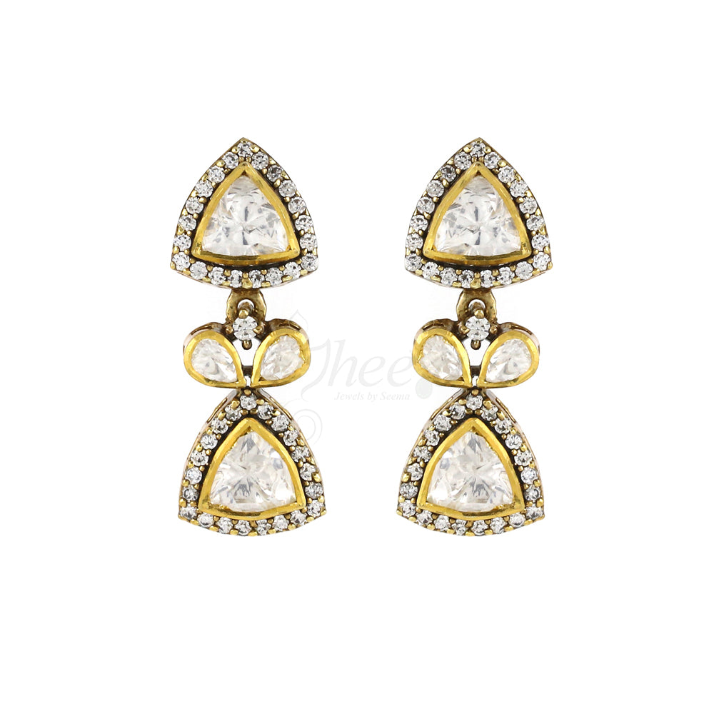 Moissanite Triangular Drops Earring image 1