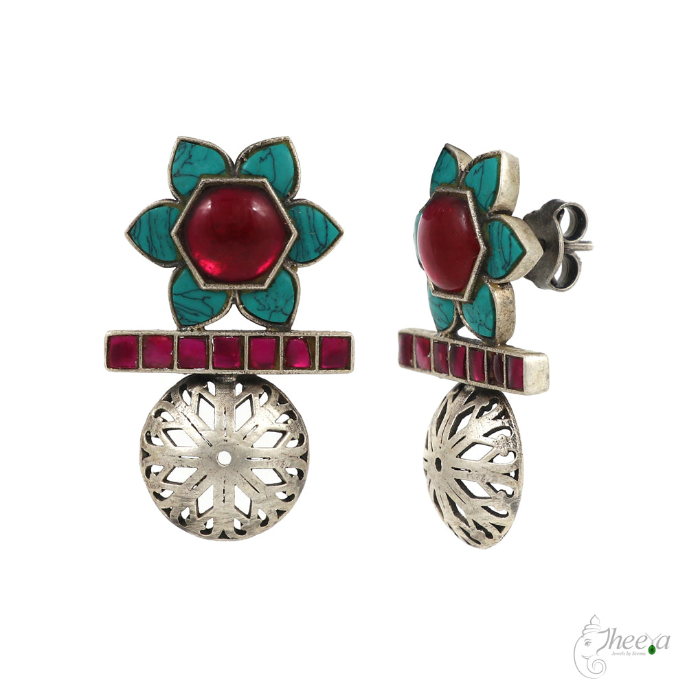 Turquois Kundan Earring image 2
