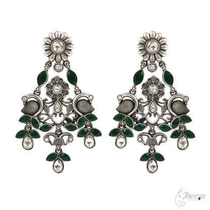 Green and White  Dangling Earrings image 0