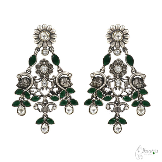 Green and White  Dangling Earrings image 0