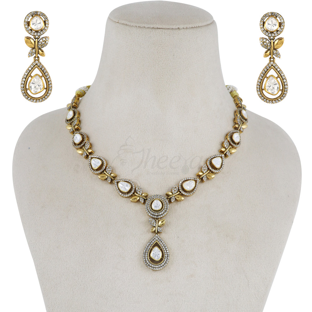 Moissanite With CZ Butterfly Design Necklace Set image 3