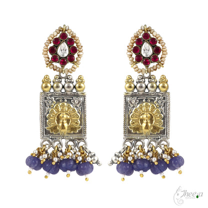 Fusion Kundan Necklace with Amethyst Beads image 3