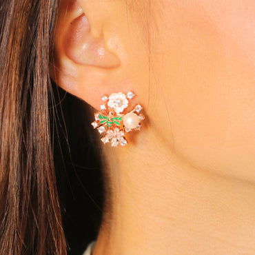 Floral MOP Honey Bee Earring image 1