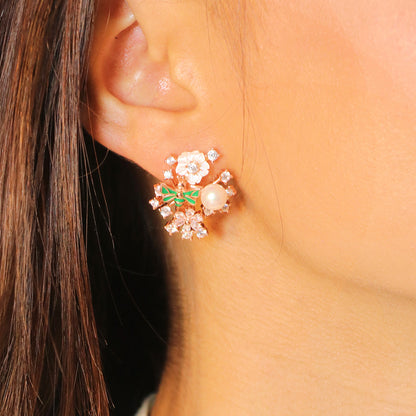 Floral MOP Honey Bee Earring image 1