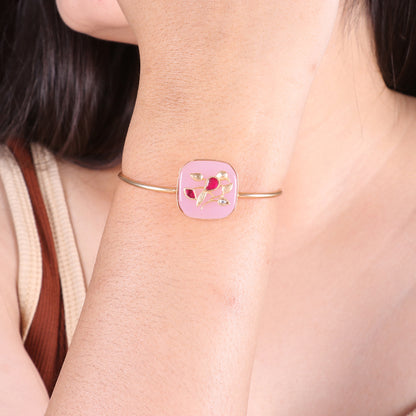 Rose Quartz Bracelet with Kundan inlay work image 0