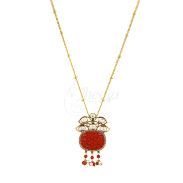 Carved Coral with Masonite Pendant Set image 1