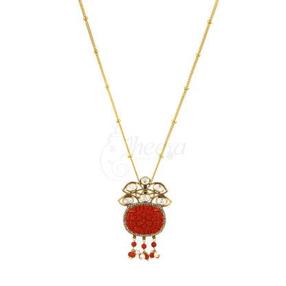 Carved Coral with Masonite Pendant Set image 1
