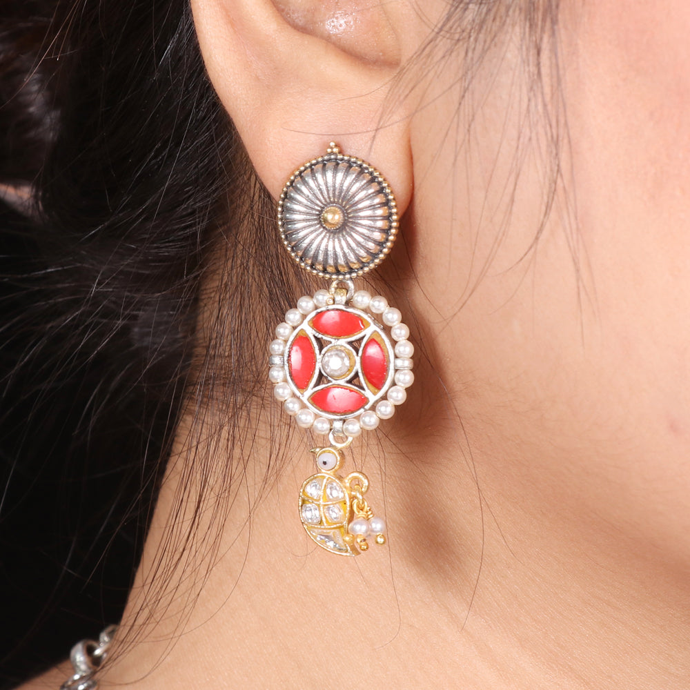 Fusion Coral drop necklace with Kundan birds image 2