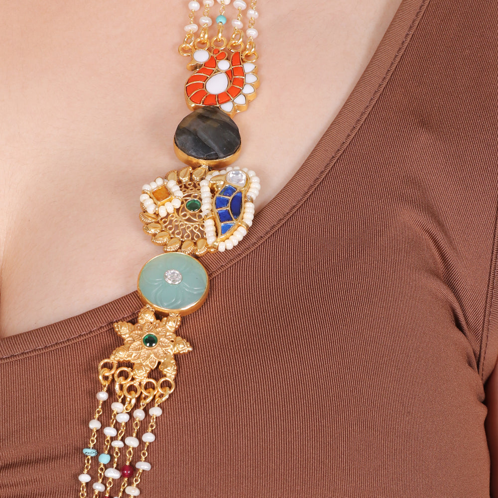 Coral Side Pendant Necklace image 1