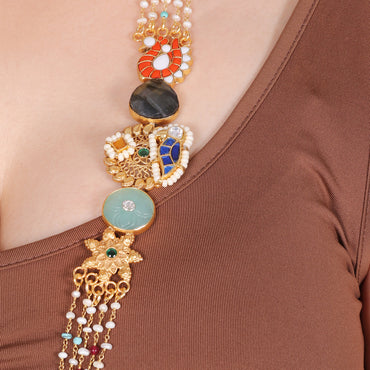 Coral Side Pendant Necklace image 1