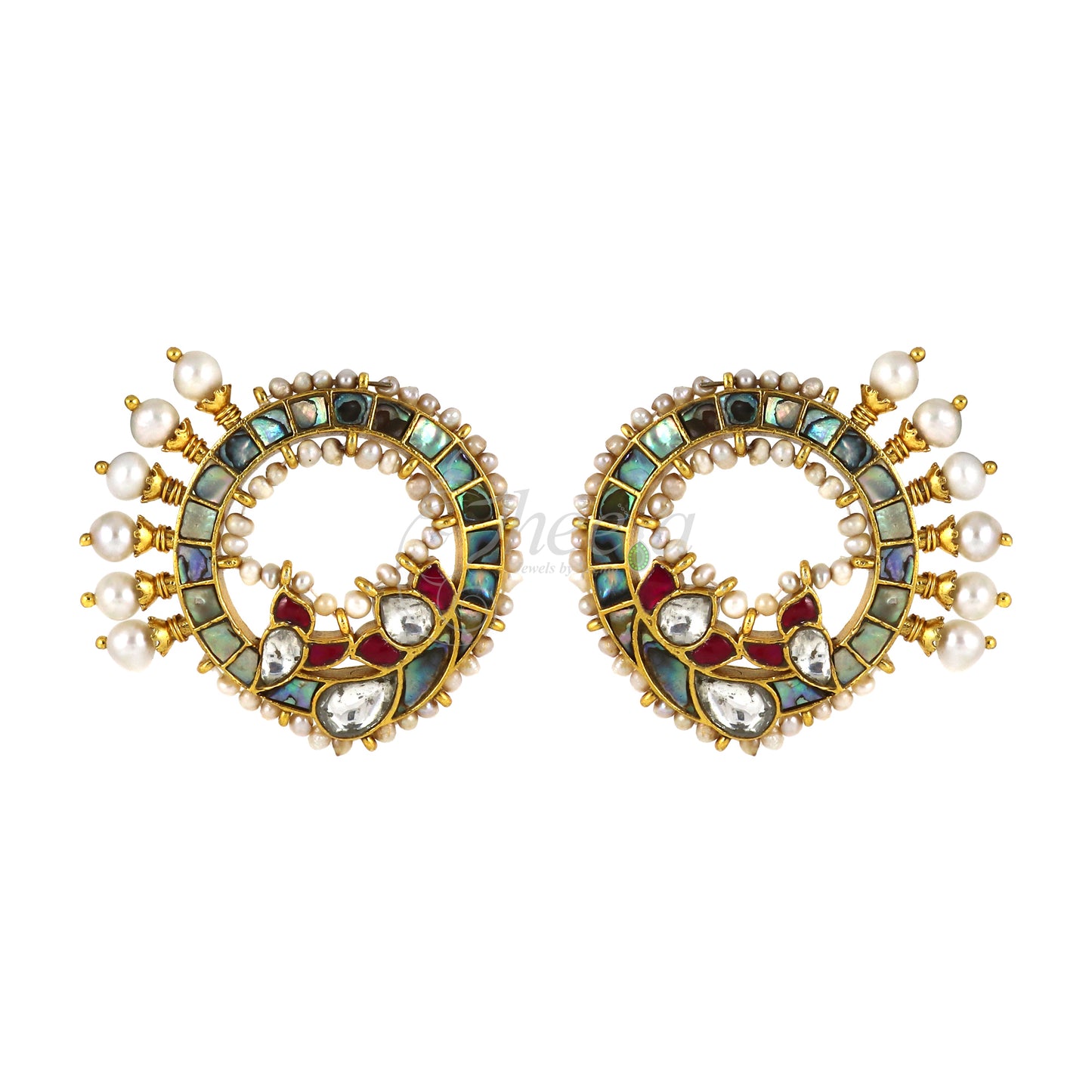 Mother of Pearl with Kundan with Studs Ear Ring image 2