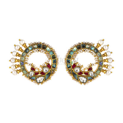 Mother of Pearl with Kundan with Studs Ear Ring image 2