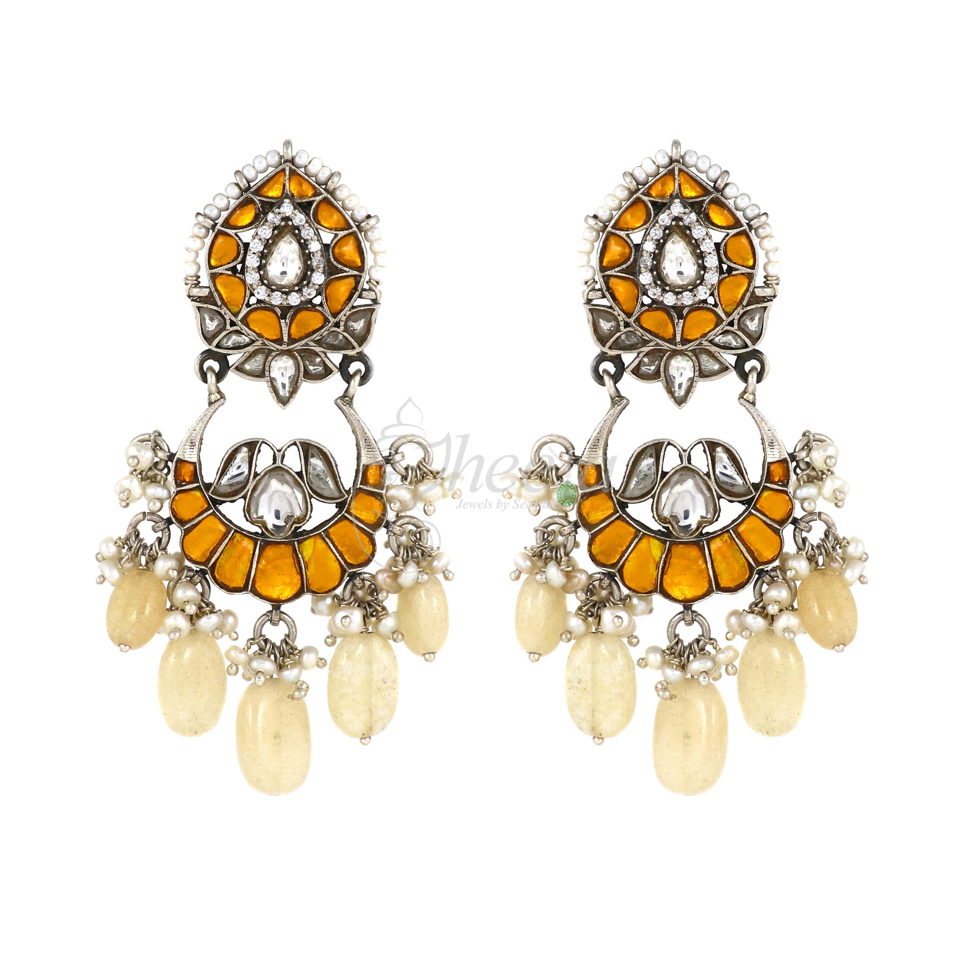 Yello Kundan with Big Beads Drop Dangler Earring image 2