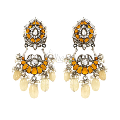 Yello Kundan with Big Beads Drop Dangler Earring image 2
