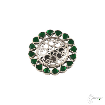 Big Green Kundan Ring image 1