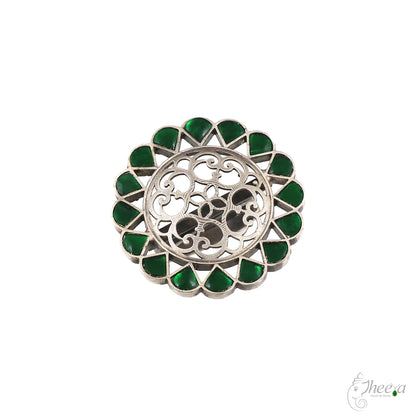 Big Green Kundan Ring image 1