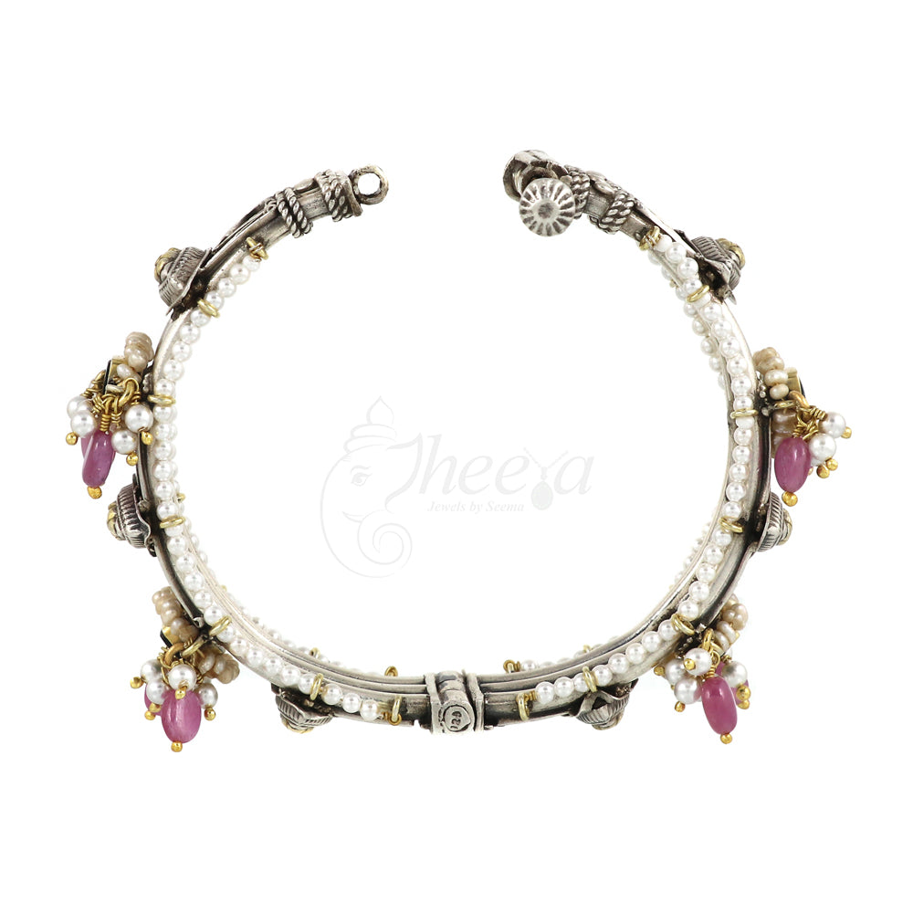 Fusion Bangle with Pink Beads Openable image 1