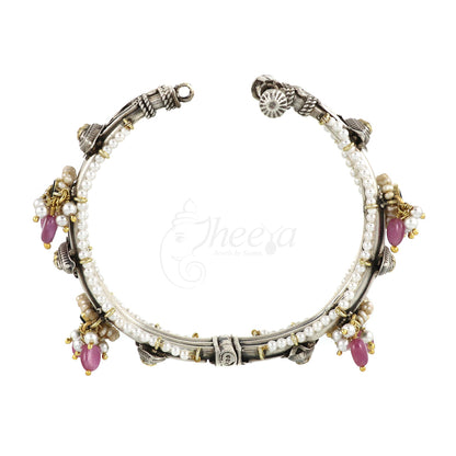 Fusion Bangle with Pink Beads Openable image 1