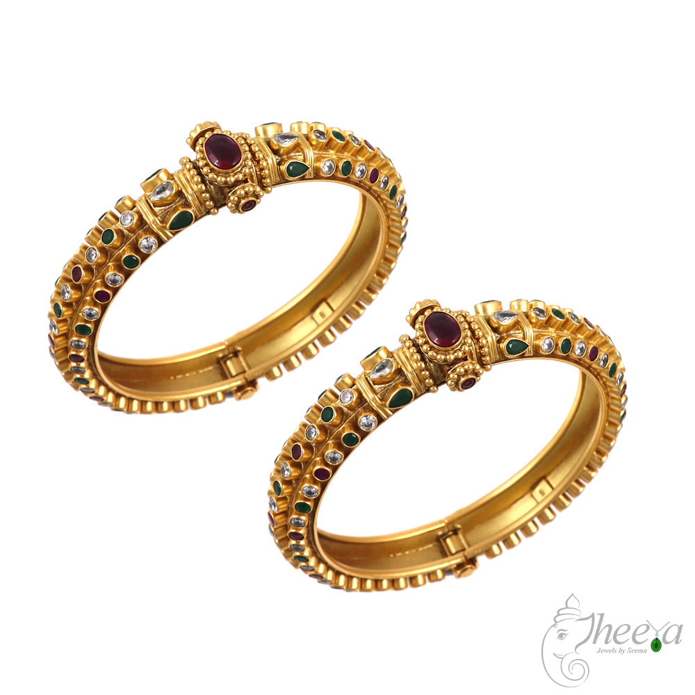 Ruby with Multi Colour Stones Kangan image 0