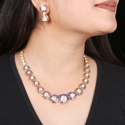 Ratnavalli Blue Meenakari Necklace set image 0