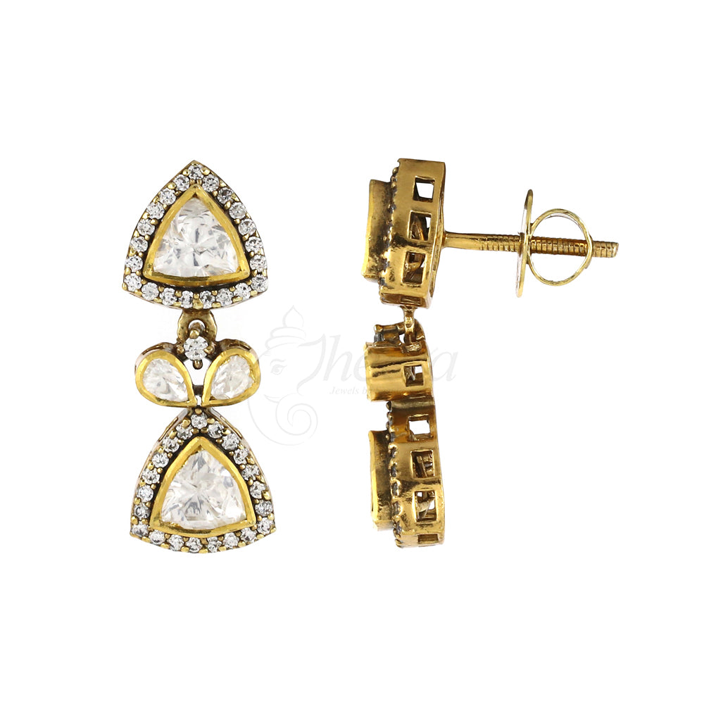 Moissanite Triangular Drops Earring image 2