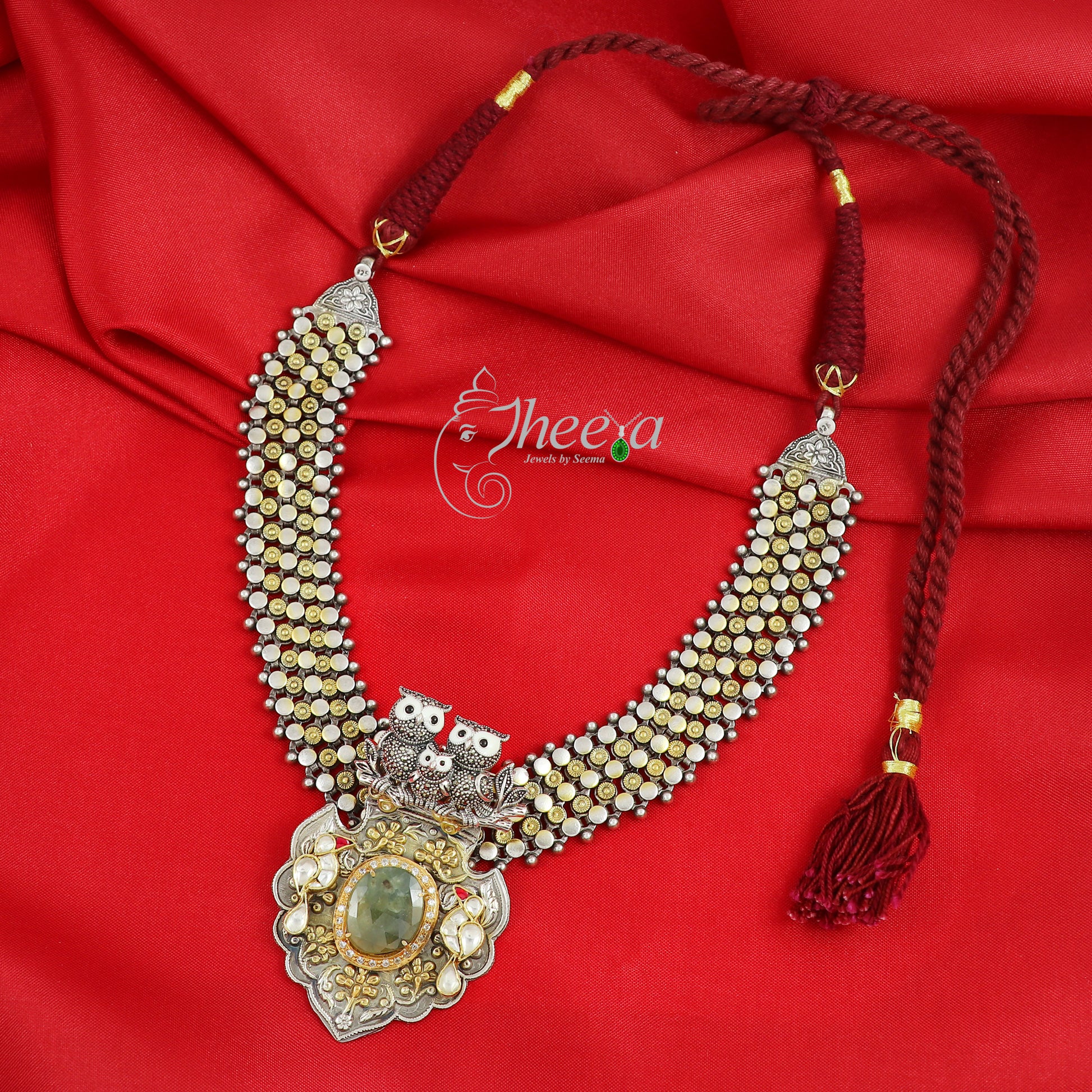 Riwaayat Fusion Necklace with Owl Family image 0
