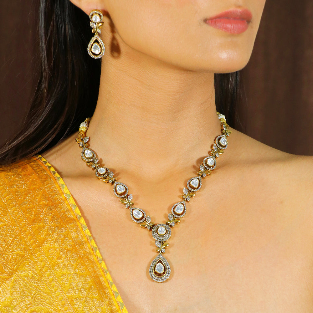 Moissanite With CZ Butterfly Design Necklace Set image 0