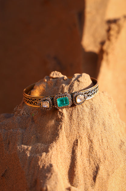 white and green moissanaite bangle