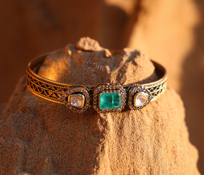 white and green moissanaite bangle