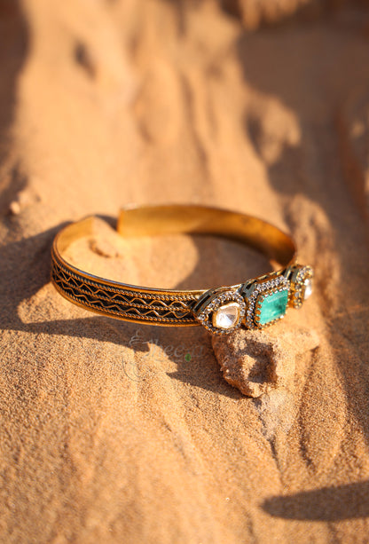 white and green moissanaite bangle