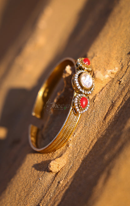 white and coral moissanaite bangle