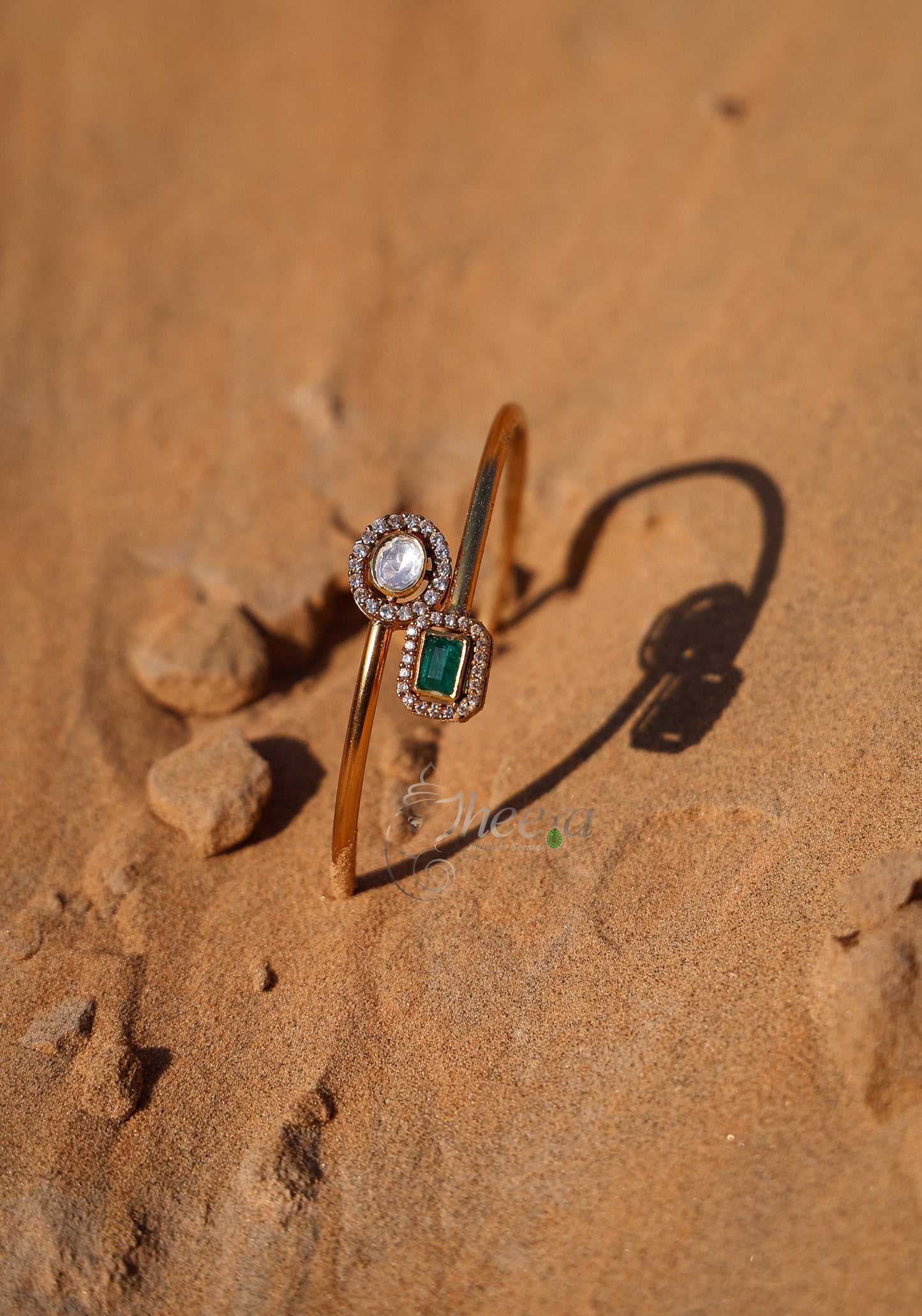 White and green moissanaite bracelet